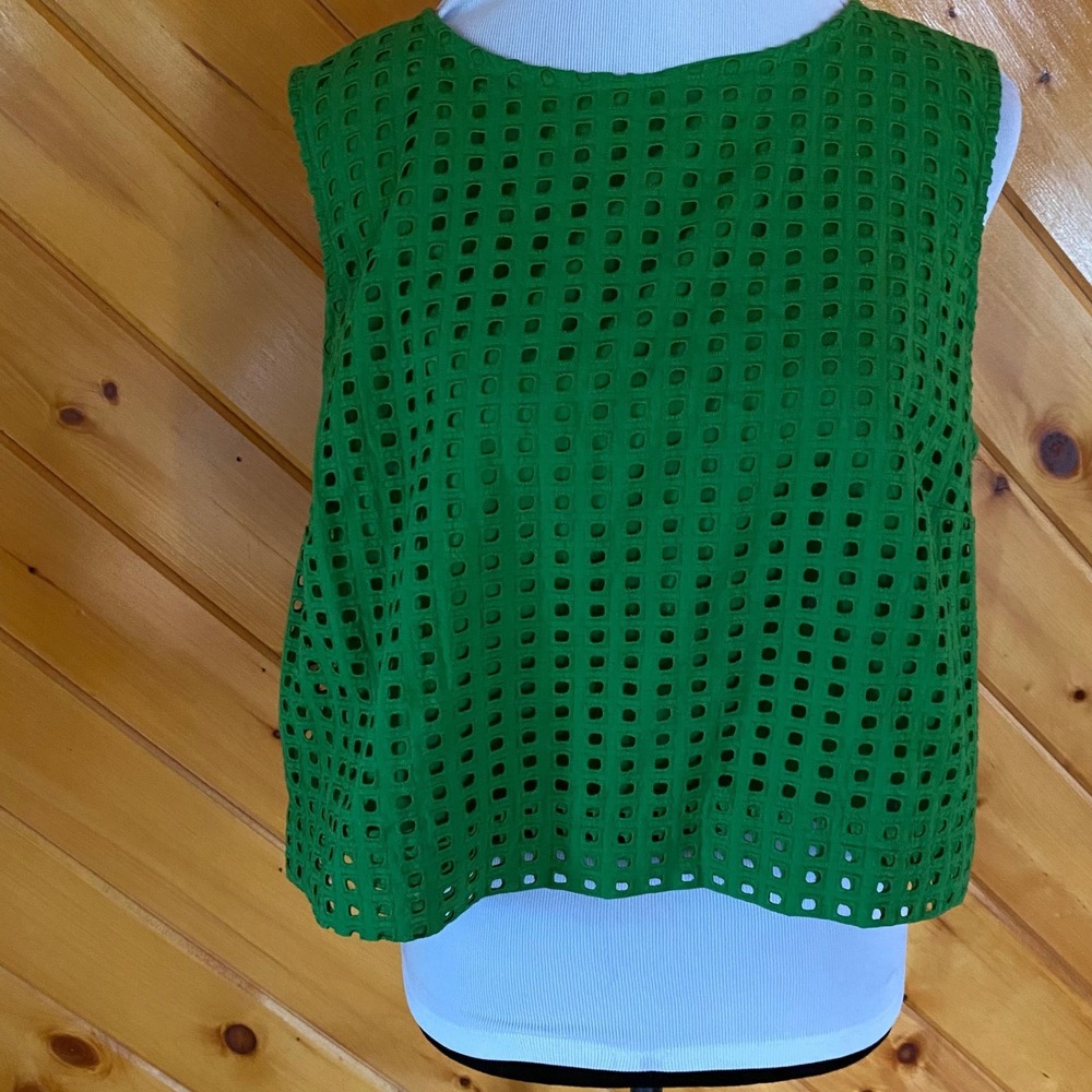 Kate Spade x Target NWT Green Eyelet Sleeveless Crop Shell Top L NEW
